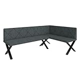 Eckbank Akiko Metal X - Eckbankgruppe für Ihrem Esszimmer, Küche modern, Sitzecke, Essecke. Perfekt für Küche, Büro und Rezeption. Solide und Starke Verarbeitung. (196x128-Rechts-Inari96)