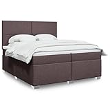 Sufrk Boxspringbett mit Matratze Betten Mit Matratze Schlafzimmer Bett Boxspringbett Mit Matratze Dunkelbraun 200x200 cm Stoff - 3290591