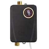 Elektrische Durchlauferhitzer 3,5KW 220V Elektrische Warmwasserbereiter Durchlauferhitzer mit LED Temperaturanzeige und Duschkopf Mini Elektro Warmwasser Durchlauferhitzer (Schwarz)