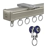Deckenvorhangschiene，Vorhangschiene， Trennwand-Deckenschiene, Krankenhaus-Vorhangschiene aus Aluminiumlegierung, Deckenmontage, robuste Raumteiler-Vorhangstange for Schiebetüren(Champagne,300cm/9.8ft)
