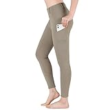 beroy Khaki Reitleggins für Damen. Reithose Damen High Waist mit Gürtelschlaufe,Flex und elastischem Reiterhosen für Reitsport Khaki L