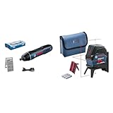 Bosch Professional Akkuschrauber Bosch GO (inkl. 25-tlg. Bit-Set, USB-Ladekabel) + Kreuzlinienlaser GCL 2-15 (roter Laser, Innenbereich, mit Lotpunkten, Arbeitsbereich: 15 m, 3x AA Batterien)