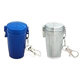 2 Stück Mini Taschenaschenbecher Geruchsdicht,Zigaretten Taschenascher,Taschenaschenbecher für Unterwegs,Taschenaschenbecher Geruchsdicht mit Deckel und Schlüsselring (Blaues,Silber)