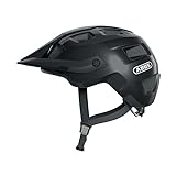 ABUS MTB-Helm MoTrip - robuster Fahrradhelm mit höhenverstellbarem Schirm für Mountainbiker - individuelle Passform - Unisex - Schwarz Glänzend, M