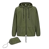 Zando Fahrrad Regenbekleidung Regenjacke Herren Wasserdicht Atmungsaktiv Windbreaker Herren Leichte Regenjacke Herren Armee Grün 2XL