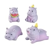 Qcbuegof 4pieces Handgefertigte Harze Hippo Figur Miniaturlandschaftsdetail Für Desktop Regaldekoration Oder Geschenkeharzen Tierfigur Home Decoration
