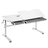 HOKO® Ergo-Study-Table COMPAKT Plus Kinderschreibtisch Weiß, ELIN, Manuell höhenverstellbar Kinder- und Jungendschreibtisch mit Neigung Einstellbarer Tischplatte, Größe von 120 x 60 cm