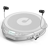 Gueray CD Player Tragbar Kinder Tragbarer CD-Player fürs Auto Discman mit Kopfhörer LCD-Display Unterstützung ASP PROG Speicherfunktion Repeat-Funktion Sound-Effekt Silber