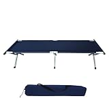 hanSe Feldbett XL Campingbett mit Transporttasche bis 150 KG Belastbarkeit verstärktes Stahlrohrgestell Farbe: Blau