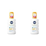 NIVEA SUN Babies & Kids Sensitiv Schutz Sonnenspray LSF 50+ (200 ml), extra wasserfestes Sonnencreme Spray für Kinder, Sonnenmilch als praktisches Spray ohne Parfum (Packung mit 2)