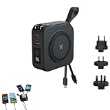 Xmipbs Travel Pro Power Bank 22.5W 5 in 1 Multifunktions Powerbank 10000mAh für Telefon mit integrierten Kabeln - Universal Reise-Powerbank mit Magnetbatterie US EU AU UK