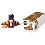 NESCAFÉ DOLCE GUSTO Krups KP123H Mini Me Kaffeekapselmaschine, 15 Bar, Kompakt, Hochdruck-Kaffeemaschine, Über 30 Kaffee-Kreationen, Milchkaffee, Schwarz/Rot mit Café au Lait