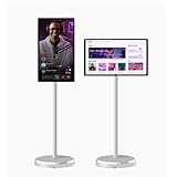 Tragbarer Fernseher auf Rädern mit drehbarem Touchscreen-Monitor mit Android-Betriebssystem, rollbarem Tablet-Bildschirm, unterstützt horizontale und vertikale Bildschirmanzeige White-6+128G
