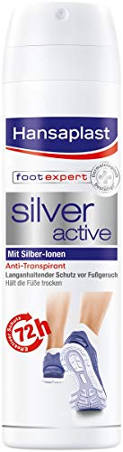 Hansaplast Silver Active Fußspray (150 ml), Fußdeo Anti-Transpirant mit 72 h Schutz vor Fußgeruch und Schweiß, Aktiv-Komplex mit Silber-Ionen