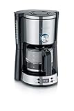 SEVERIN Kaffeemaschine 'TypeSwitch' mit Glaskanne und Timer, AromaSwitch zur Wahl für 2 Brühoptionen, Digitaluhr mit Timerfunktion, für bis zu 10 Tassen, 1.000W, Edelstahl-gebürstet-schwarz, KA 4826