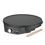 Frühstückszubereiter Elektrischer Crêpe-Maker und Grillplatte, Crêpe-Pfanne mit Temperaturregelung for perfekte Brunch-Blintzes, Pfannkuchen, Eier, Speck und Tortillas, antihaftbeschichtete Grillpfann