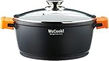 WECOOK! Ecochef Titan Hoher Kochtopf 20 cm Induktion mit Glasdeckel, Antihaftbeschichtung QUANTANIUM Ökologisch PFOA-frei, Aluminiumguss, 5mm dick, Silikongriffe, Vitrokeramik, Gas, Backofen
