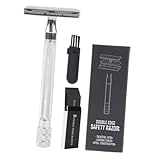 Gatuida Old Type Safety Razor Langlebiger Metall Rasierer mit Pinsel und Doppelklingen Manuelles Bart und Körperrasierwerkzeug für Gesicht Achseln Beine Komfortabler Griff