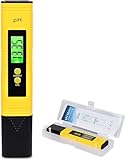 PH Messgerät, PH Meter mit LCD Anzeige, PH Tester Tragbarer, für Trinkwasser/Schwimmbad/Aquarium/Pool, Hohe Genauigkeit, 0.00-14.00 Messbereich (Gelb)