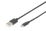 DIGITUS USB 2.0 Kabel - 1,8 m - USB-A zu Typ Micro B - 480 Mbps - Verbindungskabel für Computer, Notebooks, Hubs, Smartphones - Polybag - Schwarz