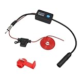 Autoradio Antennenverstärker Universell 12V Auto FM Antennenverstärker 25dB Hohe Verstärkung Geringes Rauschen mit Rote Karte und doppelseitiges Klebeband, für Auto FM Radio Antennen