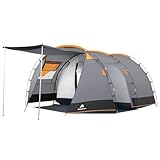 CampFeuer Zelt Super+ für 4 Personen | Grau/Schwarz | XXL Tunnelzelt mit 2 Eingängen und Vordach, 3000 mm Wassersäule | Zelt mit Vorzelt und Bodenplane, Gruppenzelt, Campingzelt, Familienzelt