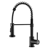 APPASO Wasserhahn Küche Schwarz, Hochdruck Küchenarmatur Schwarz mit Brause, Mischbatterie Küche mit 2 Strahlarten, Spültischarmatur für Küche 360° Drehbar | Edelstahl Mattschwarz