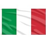 AhfuLife Italien Flagge 90 x 150 cm, 1 Stück Italien Fahne Leuchtenden Farben mit Messing-Ösen, Italien Flag für Euro Deko 2024 Balkon Garten Draußen und Drinnen
