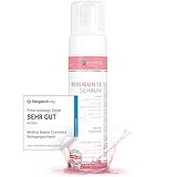 Reinigungsschaum 200ml mit Hyaluron, Bio Rosenwasser, Bio Aloe Vera – Porentiefe Reinigung mit dem veganen Face Cleanser und Make Up Entferner mit milden Tensiden, Allantoin und Panthenol.