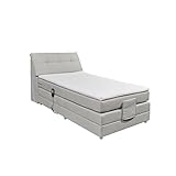 CARPINO Boxspringbett 120x200 elektrisch verstellbar, Silber - Bequemes Einzelbett mit dekorativer Steppung & Komfortschaum Topper - 120 x 110 x 234 cm (B/H/T)