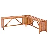 vidaXL Akazienholz Massiv Garten Eckbank mit Pflanzkübel Holzbank Blumenkasten Gartenbank Bank Sitzbank Parkbank Gartenmöbel 117x117x40cm