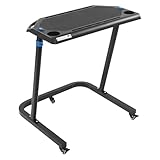 Rollentrainer Tisch Indoor-Cycling-Schreibtisch Mit Feststellbare Rollen HöHenverstellung Schreibtisch Einer Rutschfesten Gummierten ArbeitsfläChe 2Aussparungen FüR Tablet Oder Smartphone 2GeträNkehal