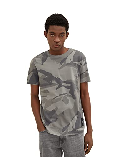 TOM TAILOR Denim Herren T-Shirt mit Camouflage-Muster 1033997, 30829 - Grey Abstract Camou Print, XL