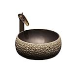 Gefäß Waschbecken Keramik Kunst Waschbecken Retro Art Carving Aufsatzwaschbecken Haushalt Badezimmer Waschbecken mit Zubehör Badezimmer Gefäß Waschbecken