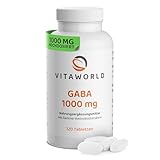 GABA Kapseln hochdosiert 1000mg pro Tag (120 vegane Tabletten) - 4-Monatsvorrat – unterstützt eine entspannte und ausgeglichene Stimmung – ohne unerwünschte Zusätze, gluten-, laktosefrei – vitaworld