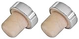 Fackelmann 49554 Weinflaschenverschluss 3cm 2 Stück aus Kork/Kunststoff, Kork, Silber/Beige, 7 x 3 x 3 cm, 2 Einheiten