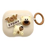 BUOKSLLY Cute Cartoon Bear AirPods 3 Case Hülle with Keychain, Wireless Charging Compatible, AirPods 3 mit aktiver geräuschunterdrückung, Girls Women Gift - cremefarben
