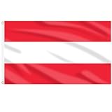 AhfuLife Österreich Flagge 90 x 150 cm, 1 Stück Österreichische Fahne Leuchtenden Farben mit Messing-Ösen, Österreich Fahne für 2025 Fußball EM WM Euro Olympische Nationaltag Party Bar Deko