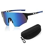 Sunshinestar Schnelle Brille Blau, Fahrradbrille Herren Damen, Sonnenbrille UV400 Schutz, Winddicht Anti-Beschlag, Für Sportbrille Radfahren MTB Rennrad Ski Laufen Angeln Golf Rave,Outdoor-Aktivitäten