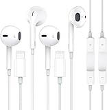 Amoner iPhone In-Ear Kopfhörer mit Kabel, 2 Pack HiFi Stereo Stereo Ohrhörer mit Lightning Anschluss Mikrofon und Lautstärkeregler, Kompatibel mit iPhone 14/13/12/11/Pro/SE/X/XS/XR/8/7