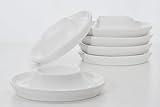 Provance 6er Set Eierbecher aus Porzellan in weiß im schlichten Design passend für alle Küchen Frühstückstisch Eierhalter Eierständer Maße: 2,2cm Höhe und 9,5 cm Breite