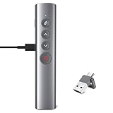 Kabelloser Presenter, wiederaufladbar, Fernbedienung für Powerpoint-Präsentationen, USB C Wireless Stift für Slides Präsentationen auf Computer, Mac (rot)