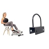 Sunny Health & Fitness Magnetic Under Desk Pedal Exerciser, Dual Function Mini Exercise Cycle Bike + Unisex's U-Ring Attachment for Power Racks and Cages – SF-XFA005, Black, One Size