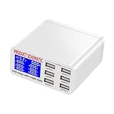 DOITOOL Port USB Ladestation mit LCD Display Intelligente Spannungserkennung Automatischer Mehrfachgeräte Ladeadapter Kompatibel für Smartphones und Digitale Geräte Inklusive Eu Netzkabel