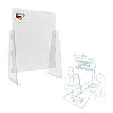 bonmedico Spuckschutz Thekenaufsatz aus transparentem Acrylglas, hochgeschlossener Infektionsschutz (65 cm x 85 cm), Hustenschutz mit Durchreiche, einfaches Stecksystem
