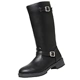 Generico Damen-Stiefel mit hohem Absatz Western Winter Stiefeletten Spitze Stiefel Camperos Damen Halbstiefel Waden Stiefel Damen Indianerin Stiefel Reißverschluss Reiten Stiefeletten, Schwarz , 38 EU