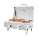 2 Brenner Tragbarer Gasgrill, Tischgasgrill mit Grillrost, BBQ Barbecue Grill, Edelstahl-Gasgrill, Outdoor Campinggrill, Gasherd Kochfeld, mit Grilllrost