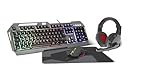 Speedlink LUNERA 4in1 Illuminated Gaming Set – vierteiliges Gaming Tastatur und Maus Set mit Kabel, mit Gaming Headset und Gaming Mauspad, RGB Beleuchtung, DE Layout, schwarz