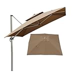 Universeller Sonnenschirm-Ersatzbezug, Quadratischer Sonnenschirmbezug Für Den Außenbereich (2,5 M/3 M) Mit Doppelter Deckschicht, Dicker Quadratischer Ampelschirm Mit UV-Schutz, Garten(Khaki,2.5m/8 b