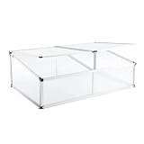 Euboer Frühbeet Alu Mini Gewächshaus Hochbeet Treibhaus UV-Schutz Pflanzbeet lichtdurchlässig Frühbeetkasten HxBxT: 118x77x40 cm Doppeldach Silbern